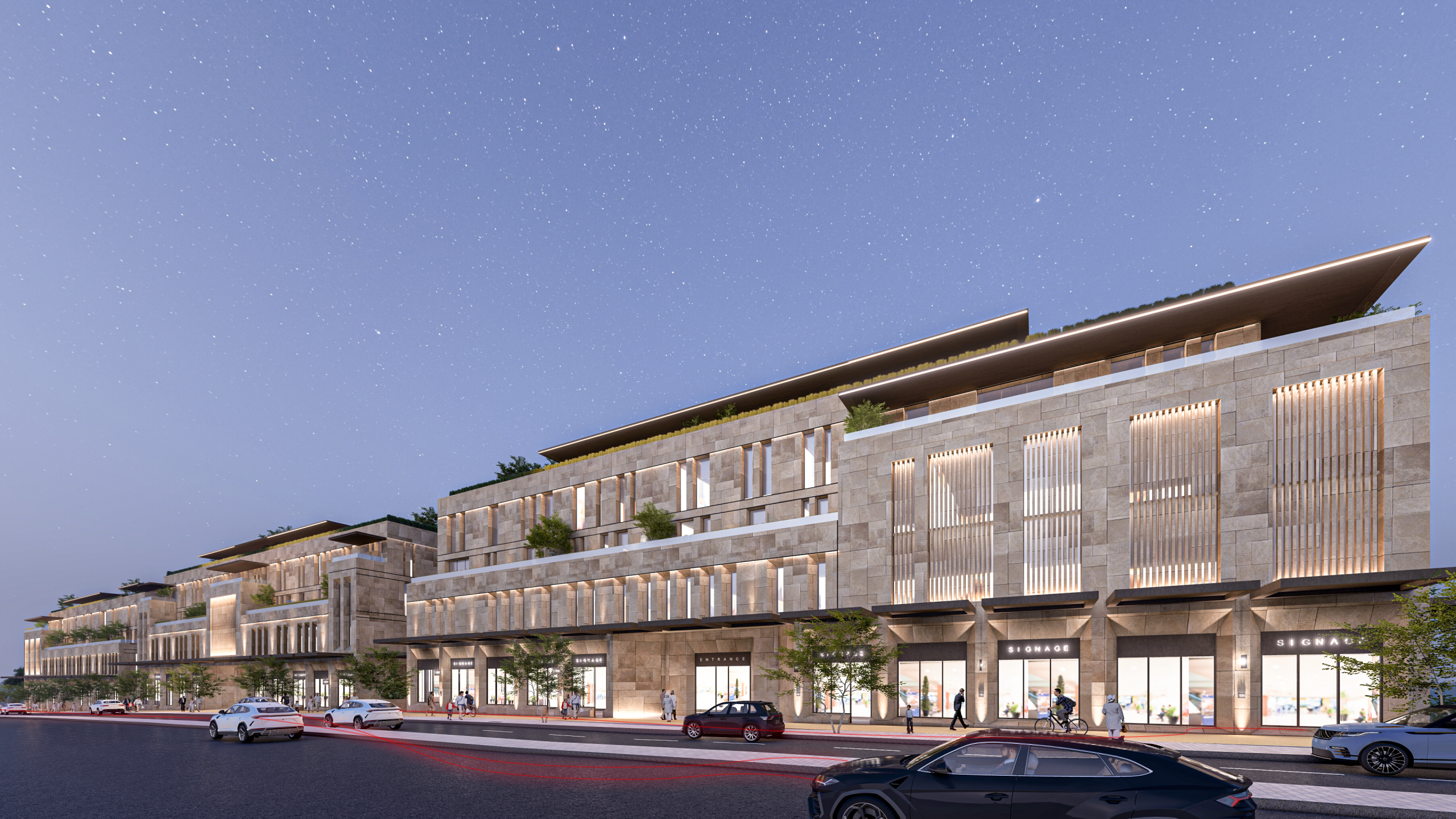 East View of the plot from Khalid ibn AlWaleed Street - Night Time